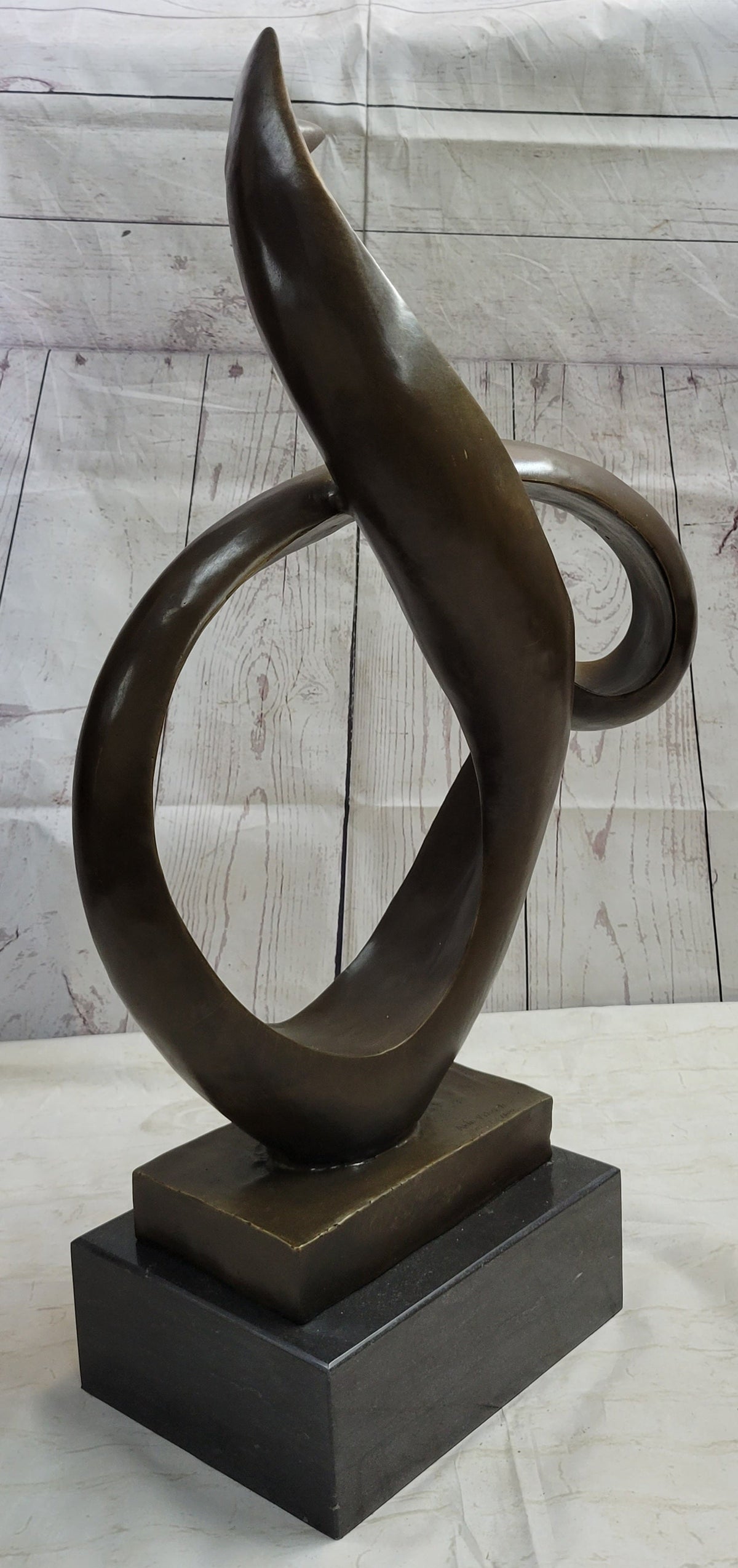 Abstract Geometric Cubism Bronze Metal Sculpture 30" x 18"