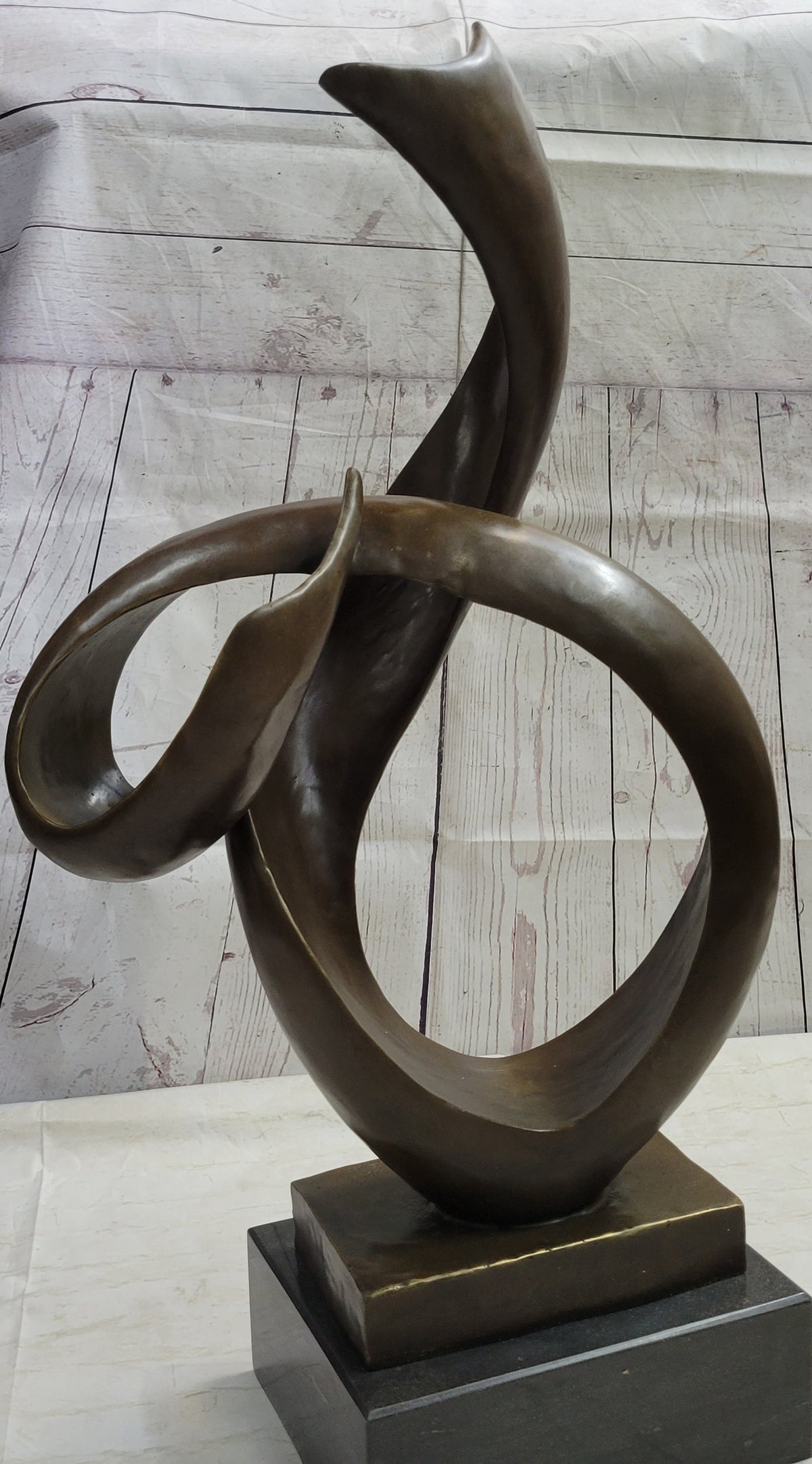 Abstract Geometric Cubism Bronze Metal Sculpture 30" x 18"