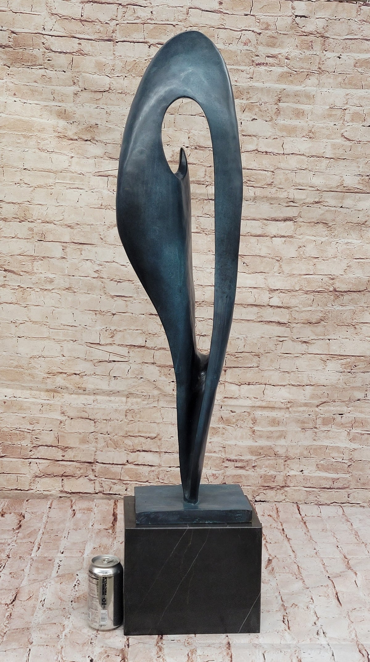 Geometric Abstract Modern Art Bronze Sculpture Green Patina