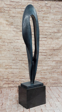 Geometric Abstract Modern Art Bronze Sculpture Green Patina