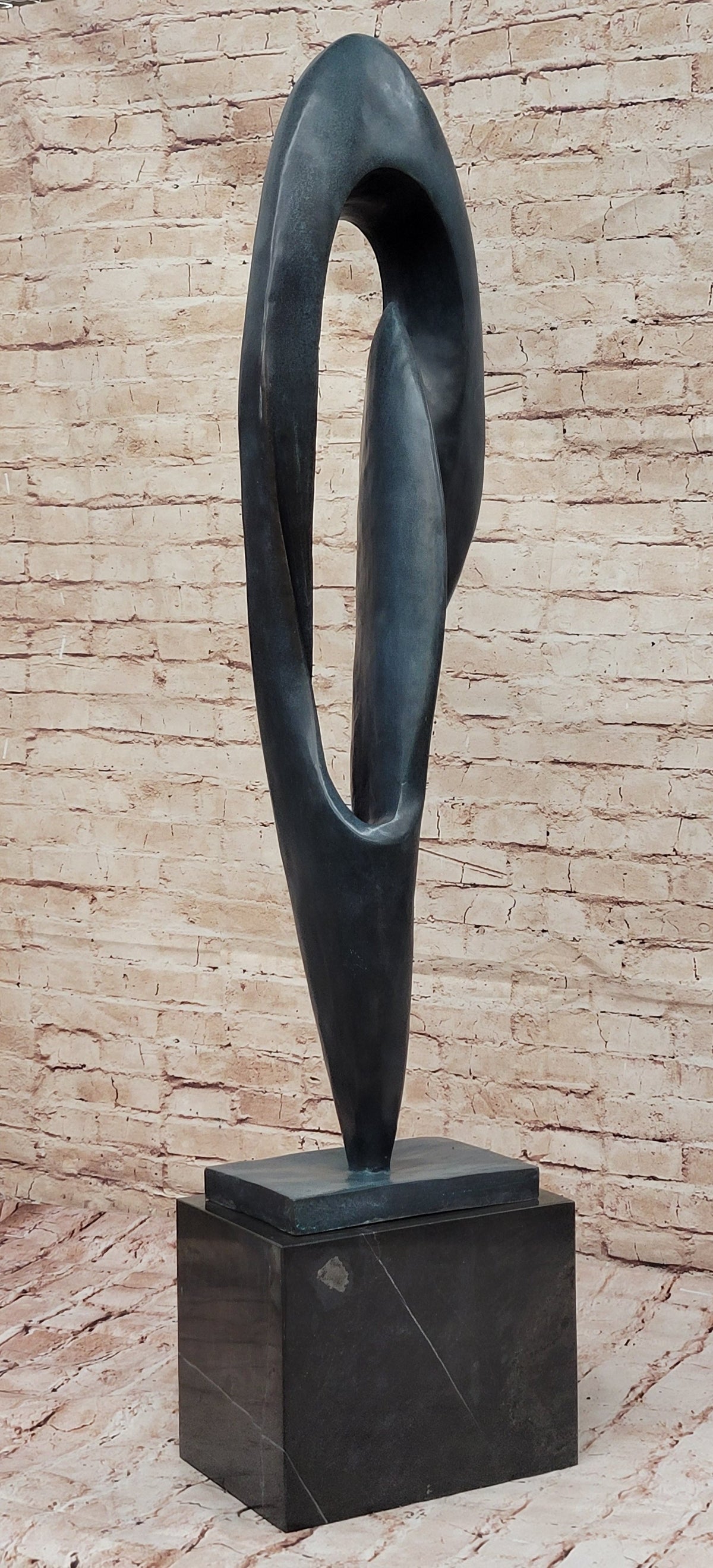 Geometric Abstract Modern Art Bronze Sculpture Green Patina