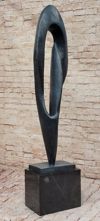 Geometric Abstract Modern Art Bronze Sculpture Green Patina