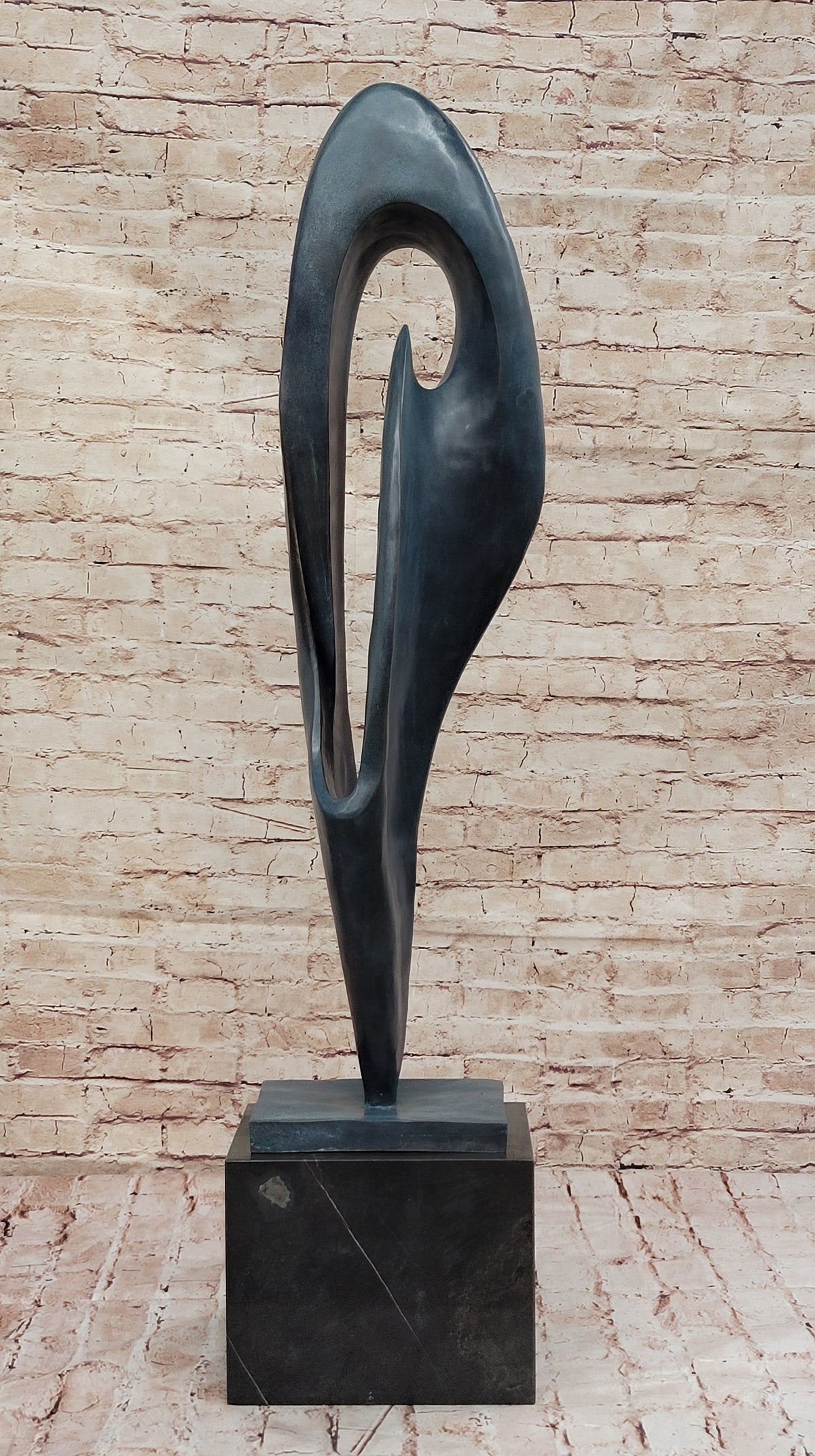Geometric Abstract Modern Art Bronze Sculpture Green Patina
