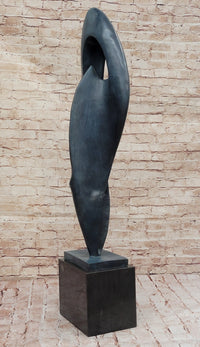 Geometric Abstract Modern Art Bronze Sculpture Green Patina