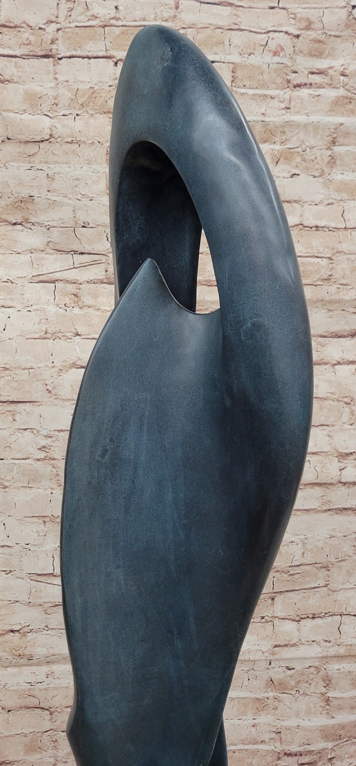 Geometric Abstract Modern Art Bronze Sculpture Green Patina