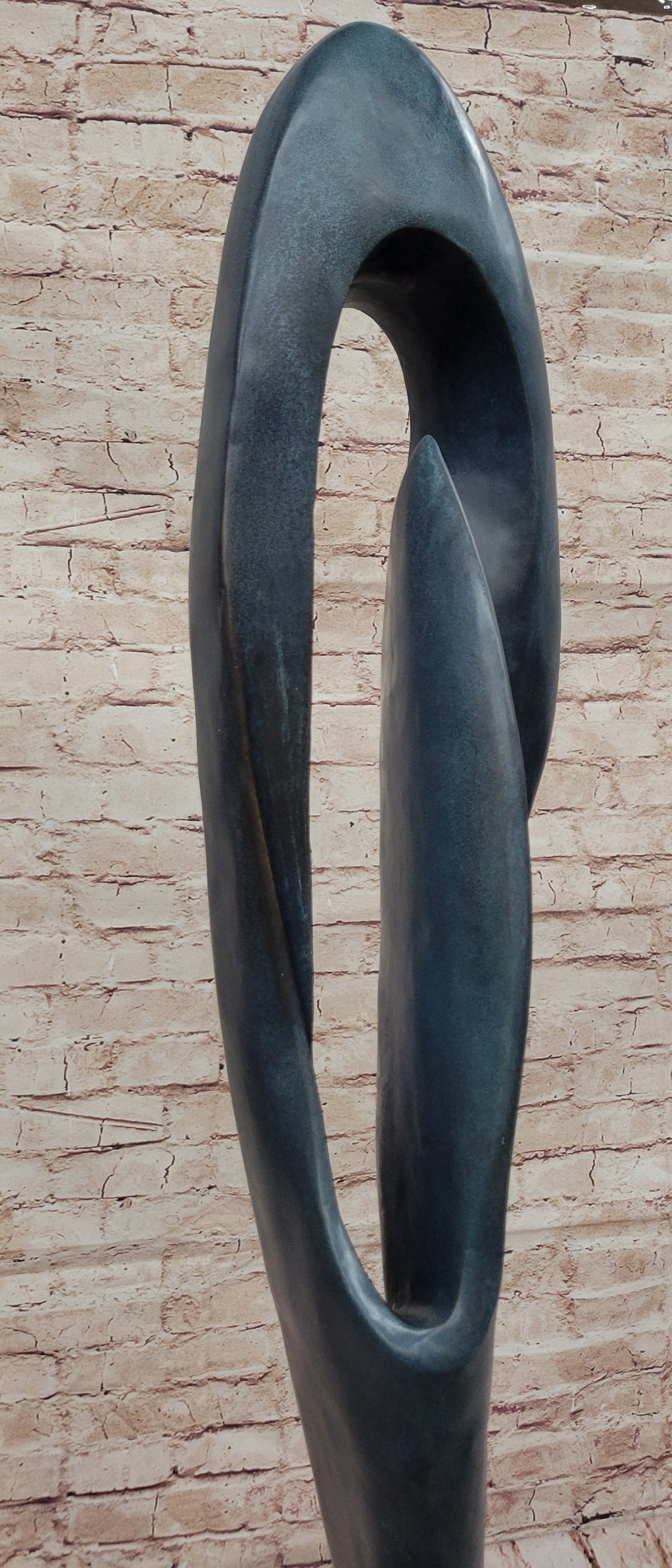 Geometric Abstract Modern Art Bronze Sculpture Green Patina