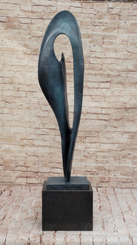 Geometric Abstract Modern Art Bronze Sculpture Green Patina