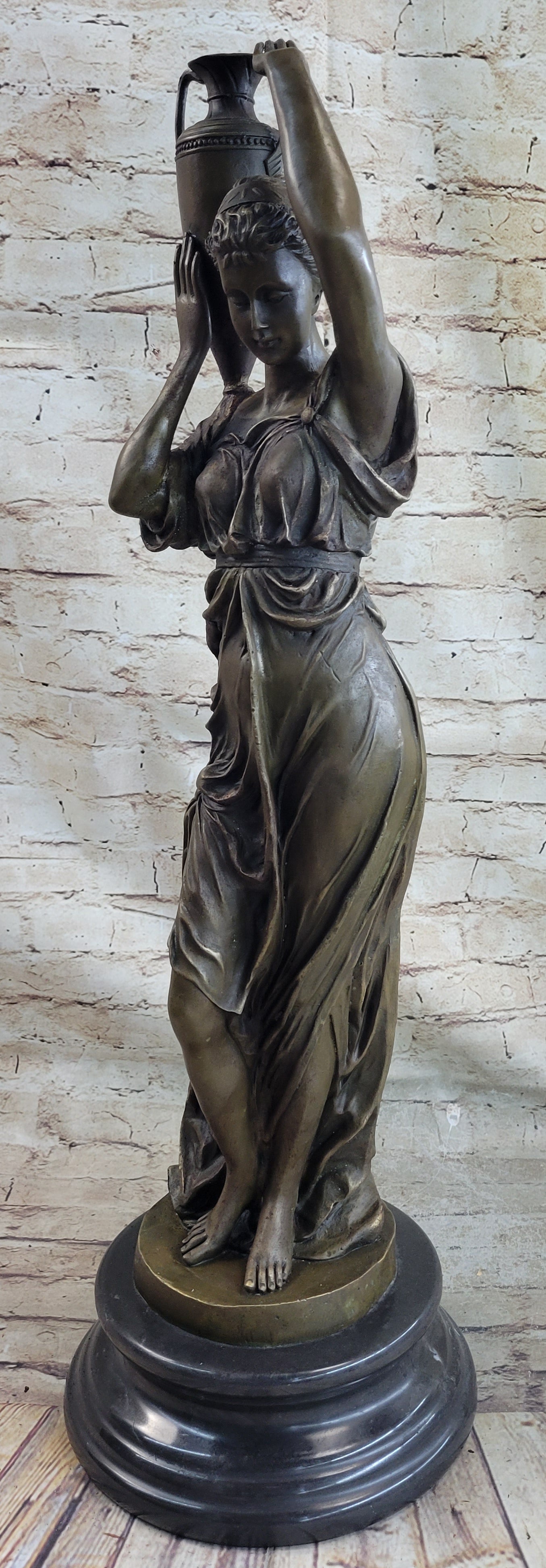 Bronze Sculpture of Classical Roman Woman Water Carrier