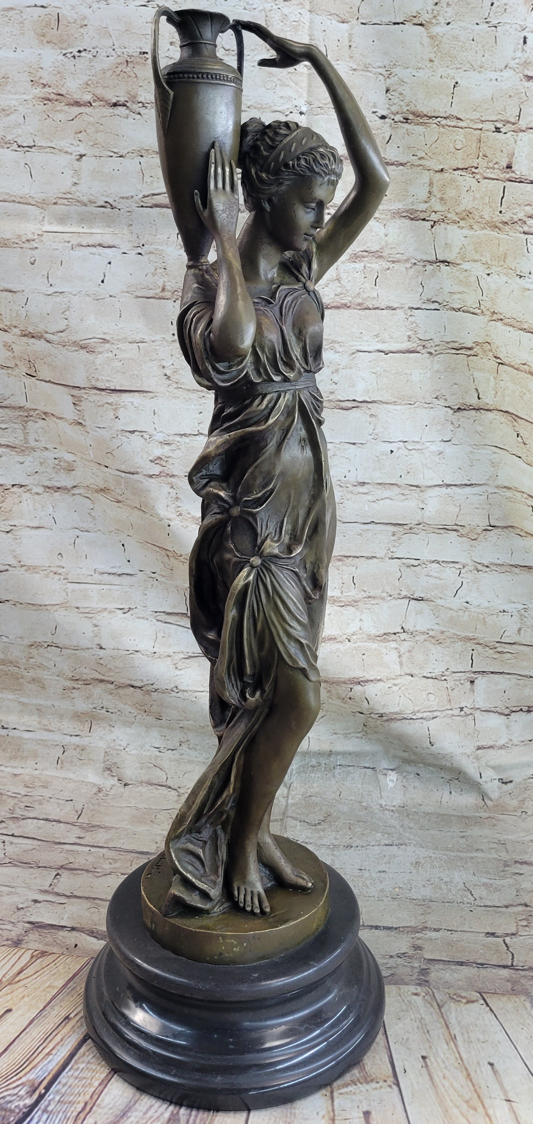 Bronze Sculpture of Classical Roman Woman Water Carrier