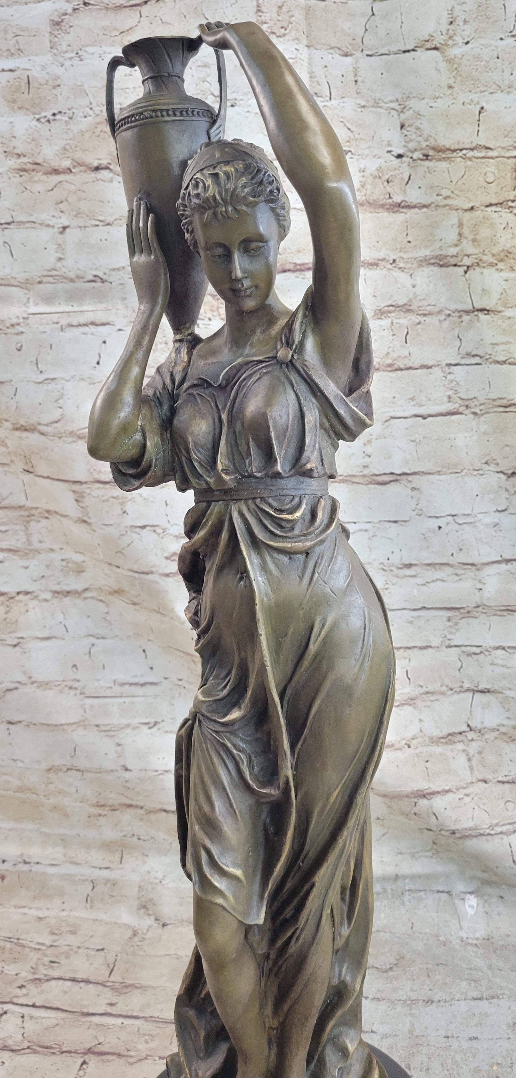 Bronze Sculpture of Classical Roman Woman Water Carrier