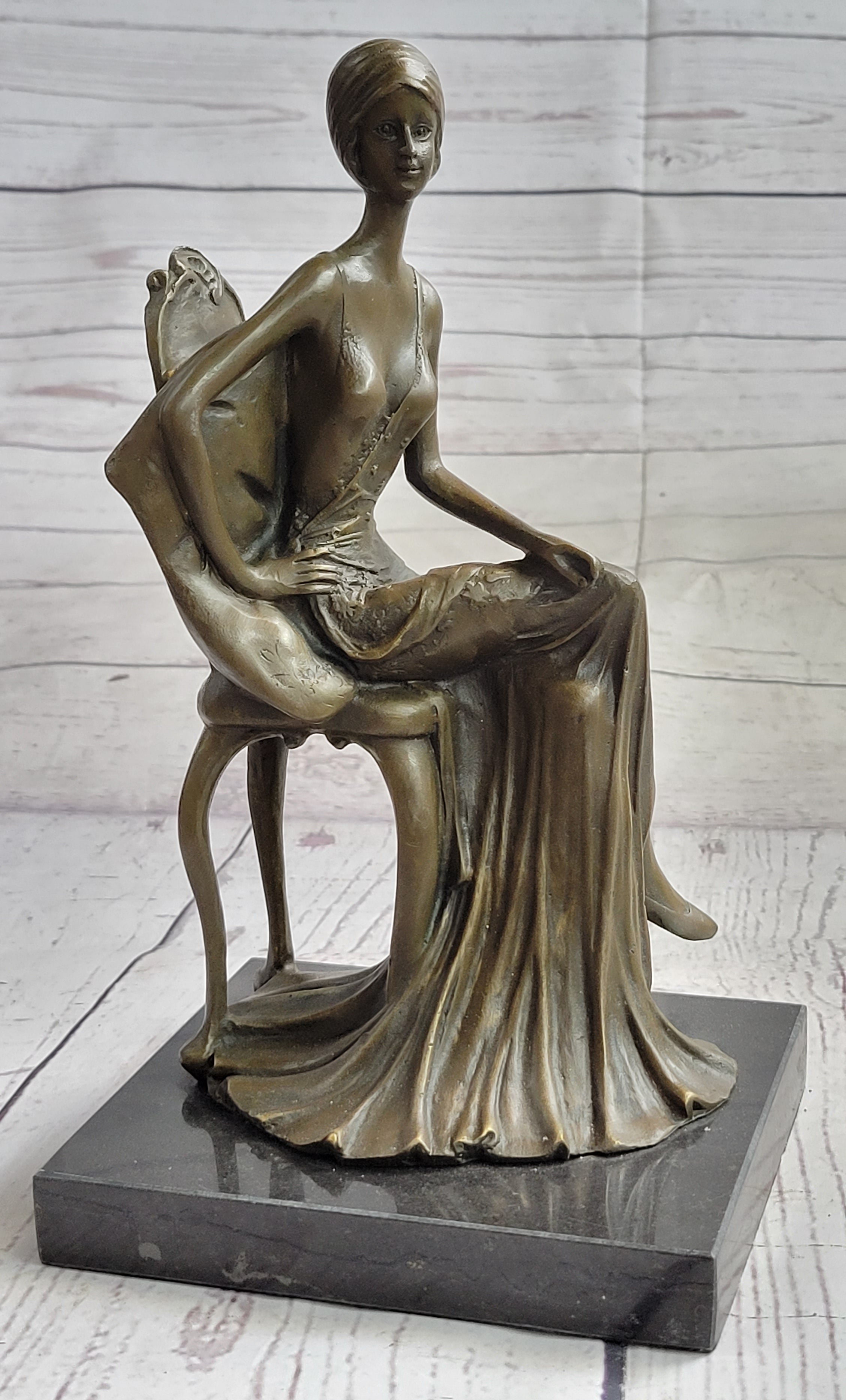 Art Deco Gilded Age Fashion Model Actress Dancer Bronze Sculpture