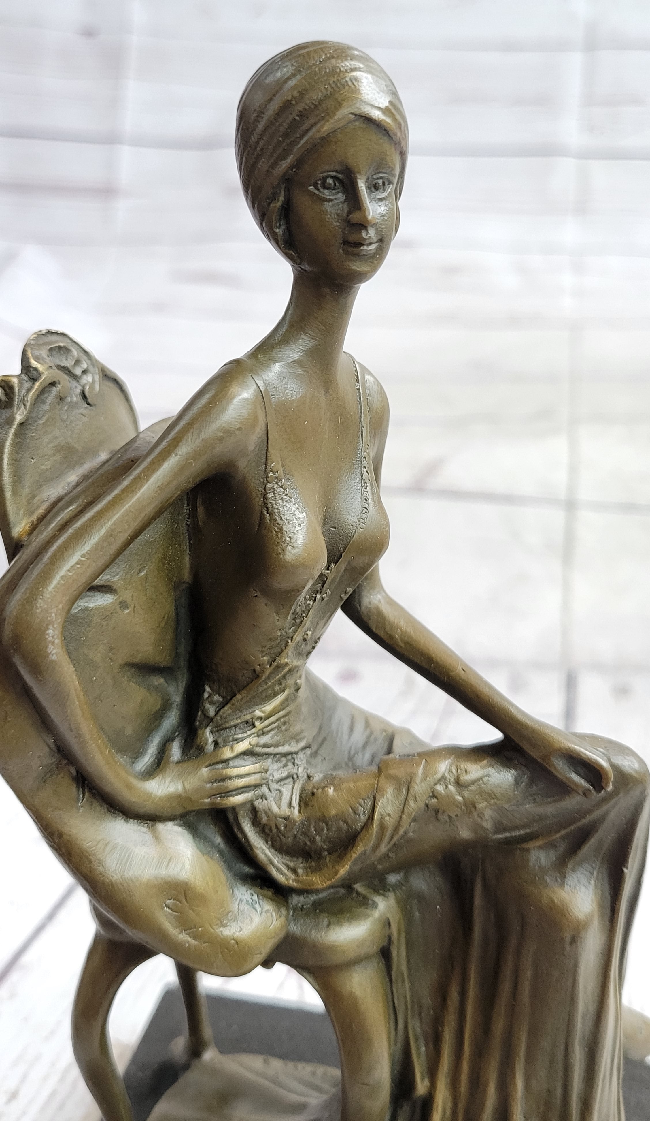 Art Deco Gilded Age Fashion Model Actress Dancer Bronze Sculpture