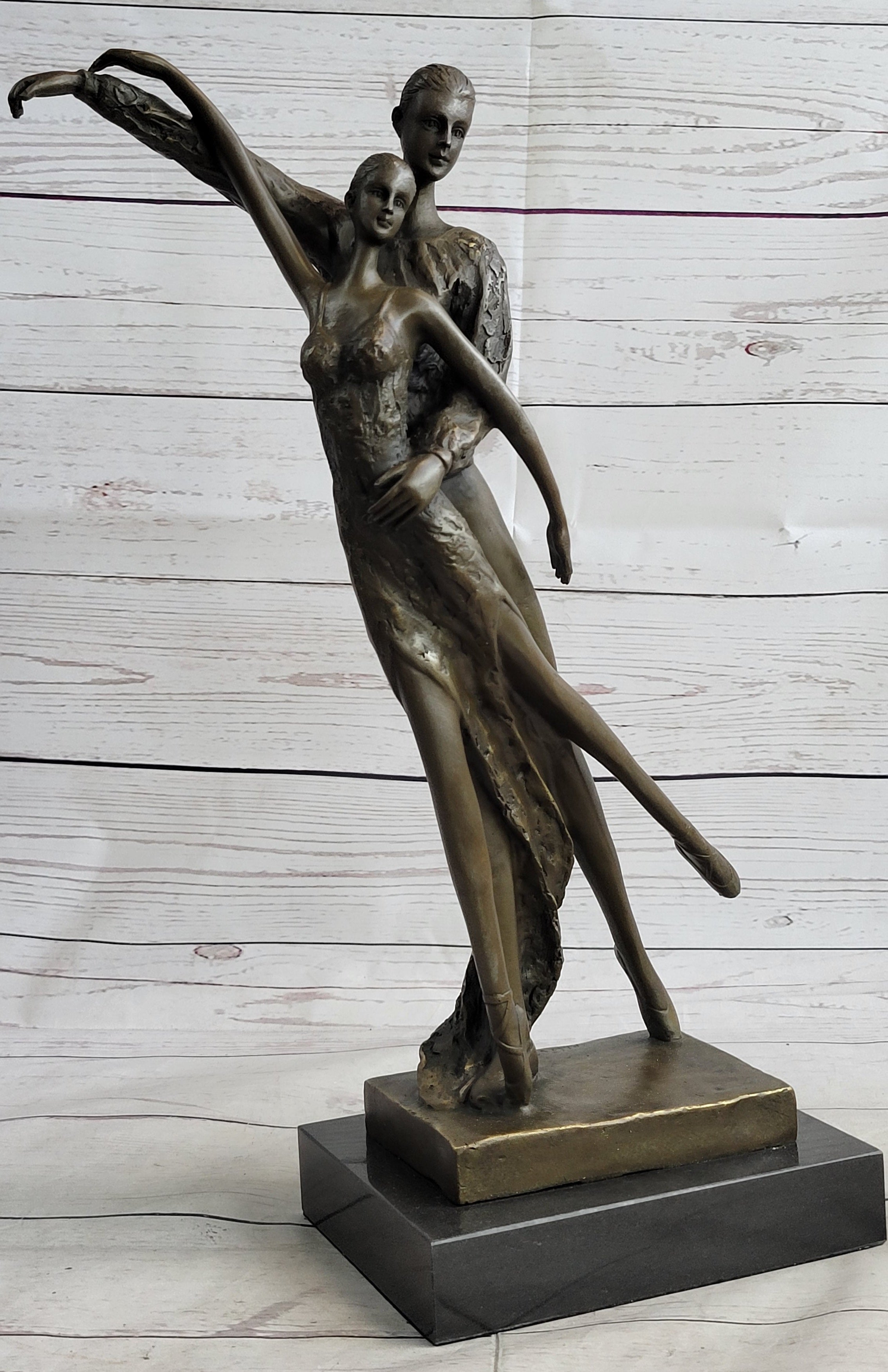 Bronze Sculpture Modern Art Ballerina Dancers by Aldo Vitaleh