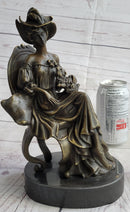 Signed Original Fisher Victorian Girl Holding Dog Bronze