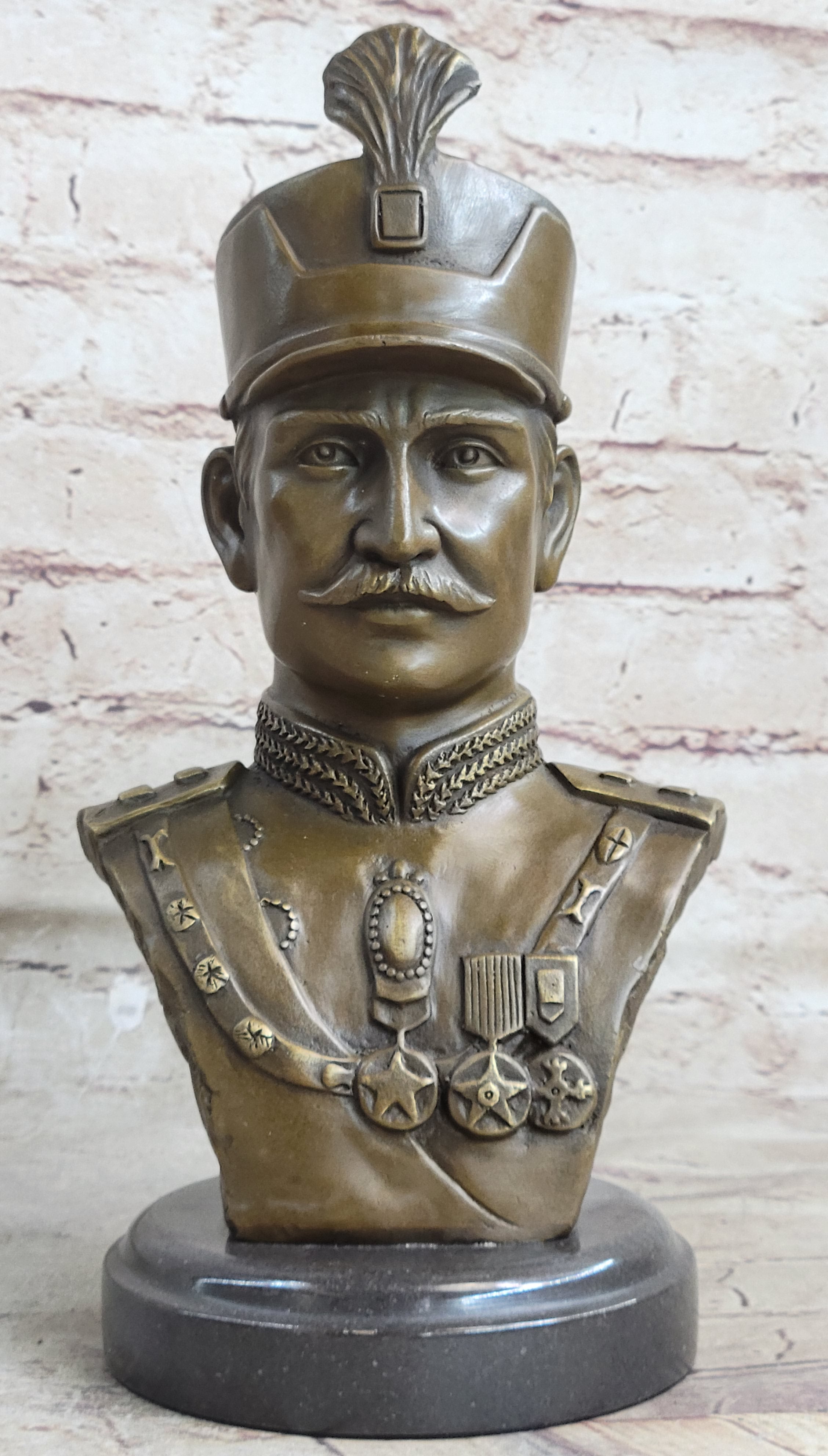 Reza Shah Pahlavi Persian Bust Sculpture Art