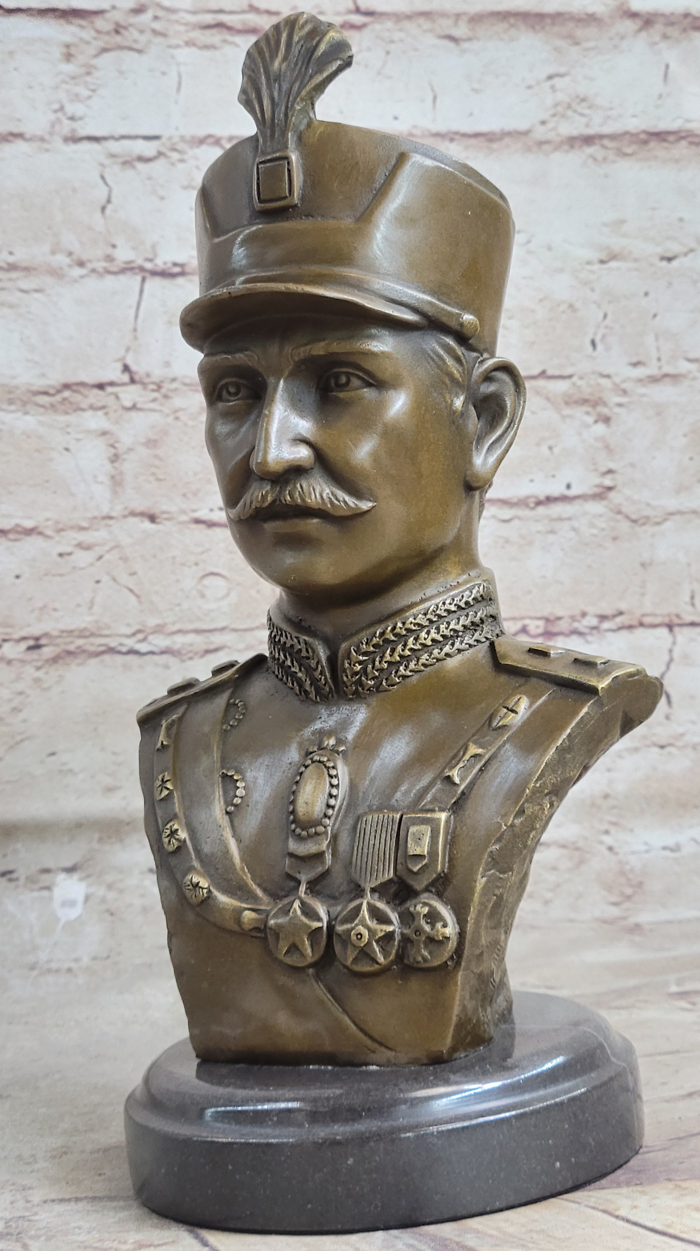Reza Shah Pahlavi Persian Bust Sculpture Art