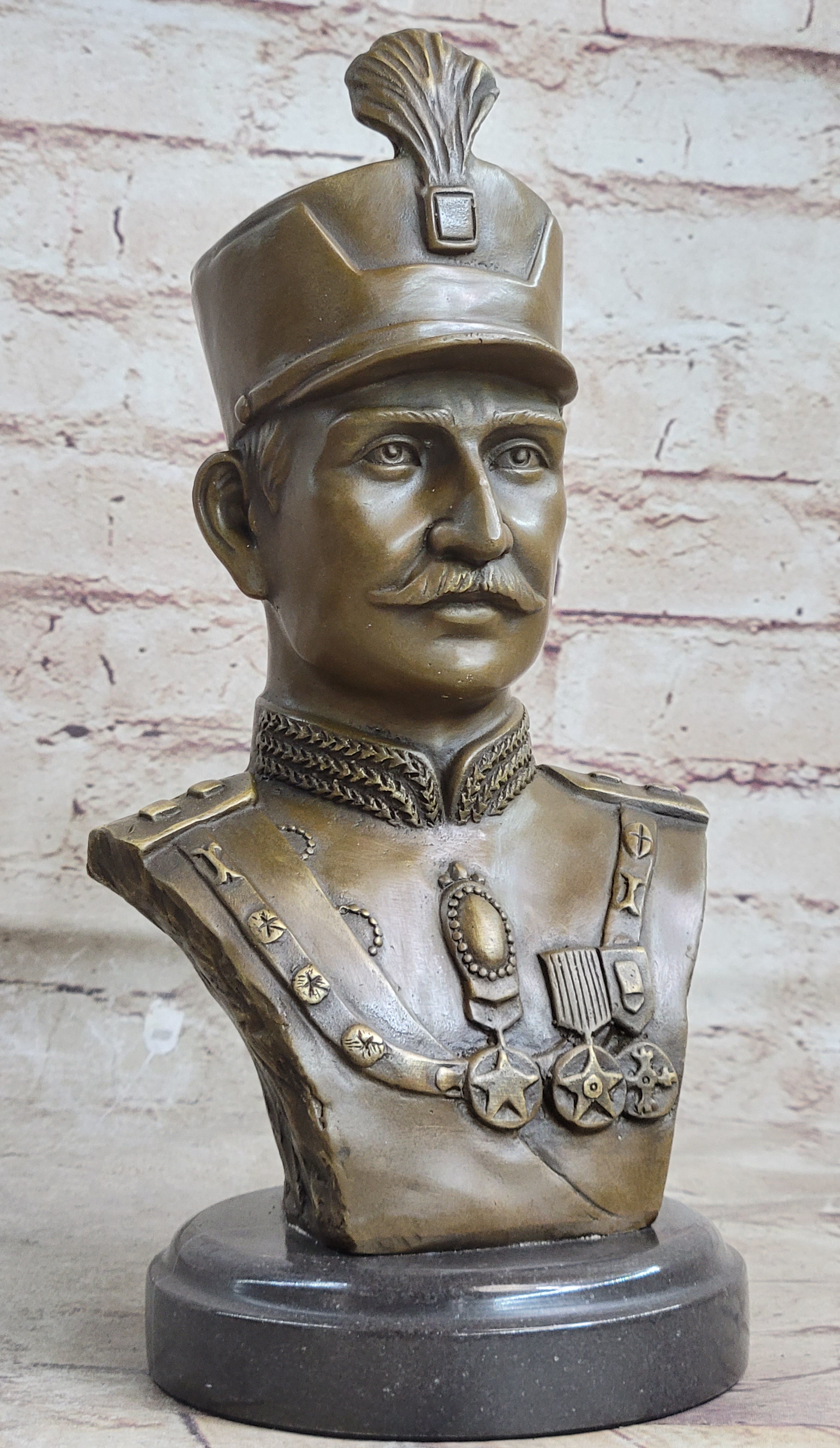 Reza Shah Pahlavi Persian Bust Sculpture Art