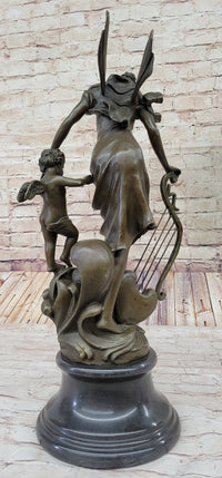Winged Fairy with Mythical Puti Baby Angel Sculpture Moreau