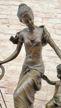 Winged Fairy with Mythical Puti Baby Angel Sculpture Moreau