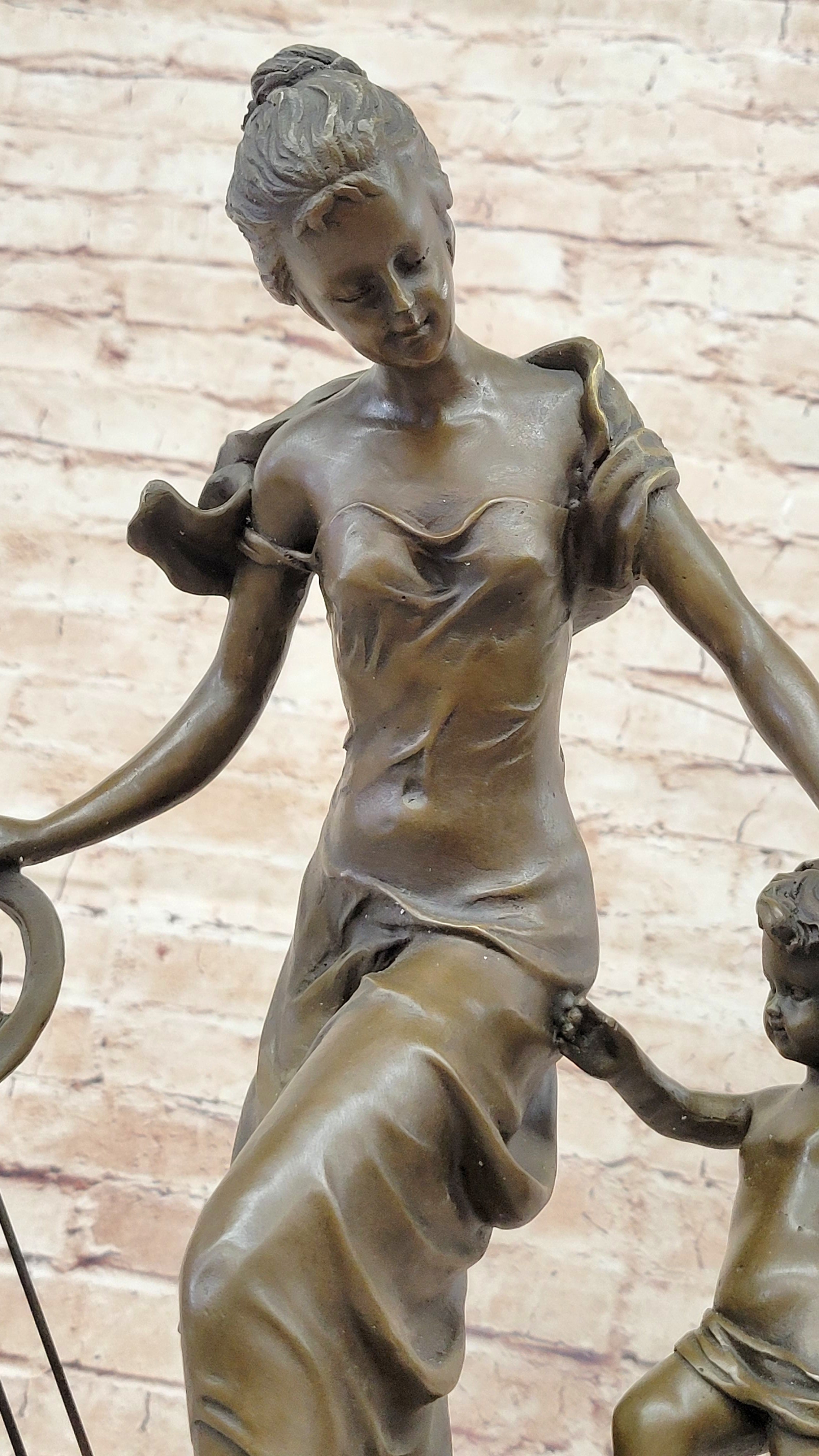 Winged Fairy with Mythical Puti Baby Angel Sculpture Moreau