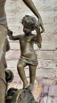 Winged Fairy with Mythical Puti Baby Angel Sculpture Moreau