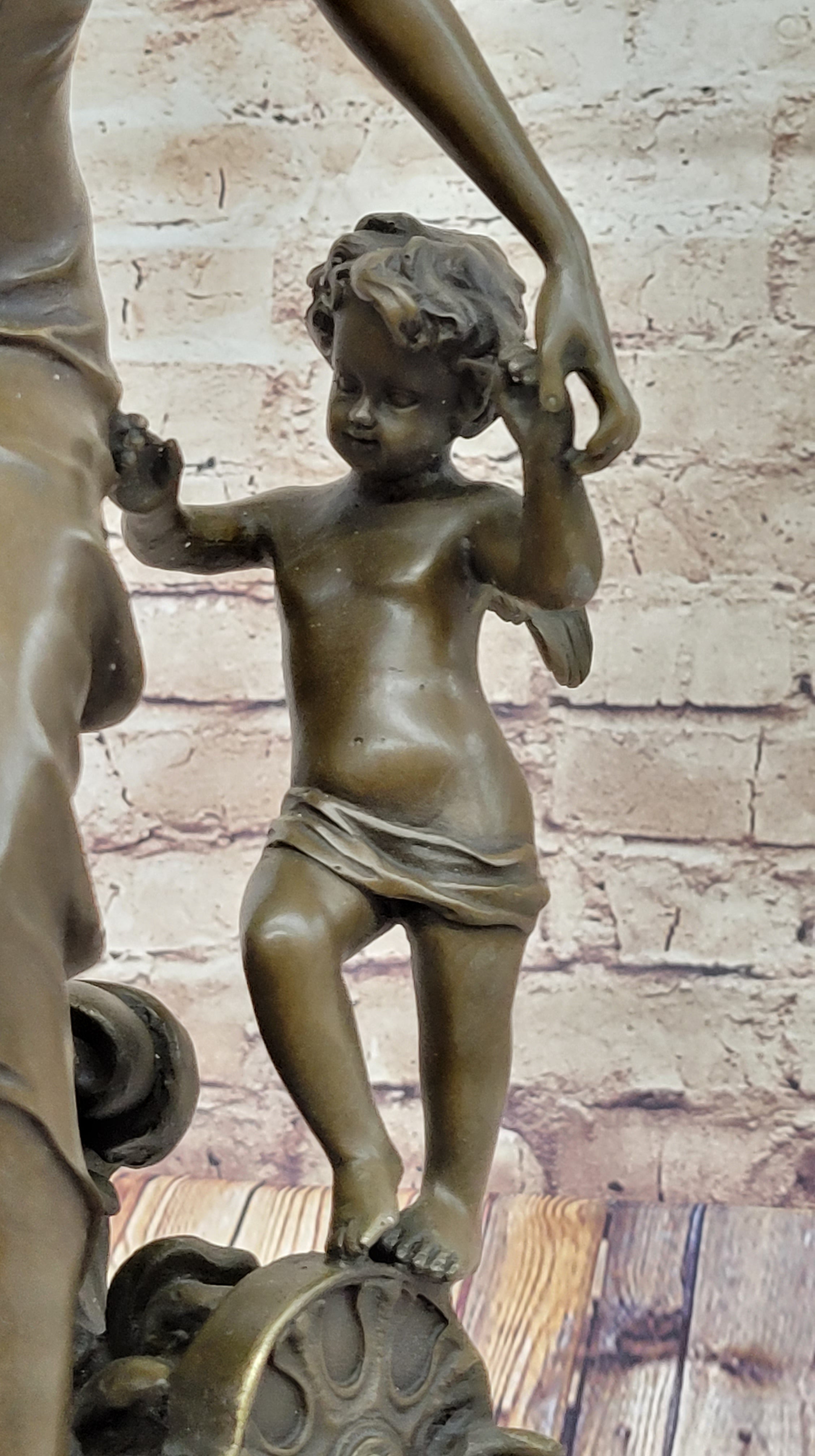 Winged Fairy with Mythical Puti Baby Angel Sculpture Moreau