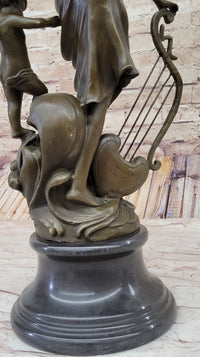 Winged Fairy with Mythical Puti Baby Angel Sculpture Moreau