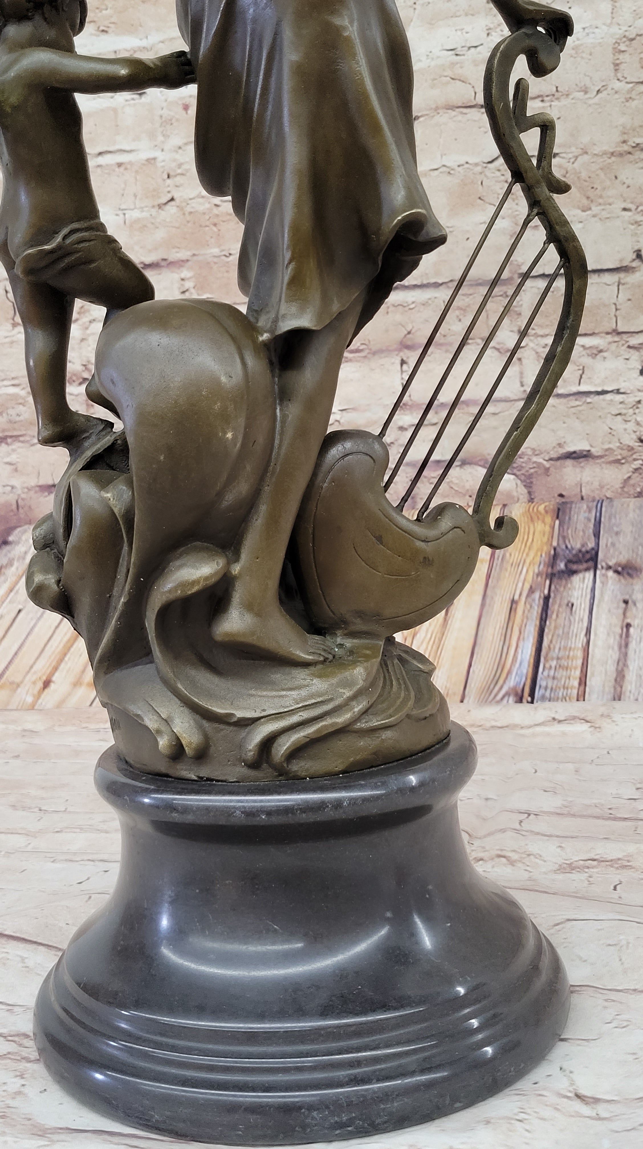 Winged Fairy with Mythical Puti Baby Angel Sculpture Moreau
