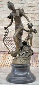 Winged Fairy with Mythical Puti Baby Angel Sculpture Moreau