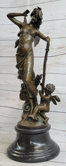 Art Deco Butterfly Angel Nymph Fairy Fantasy Bronze Marble Base
