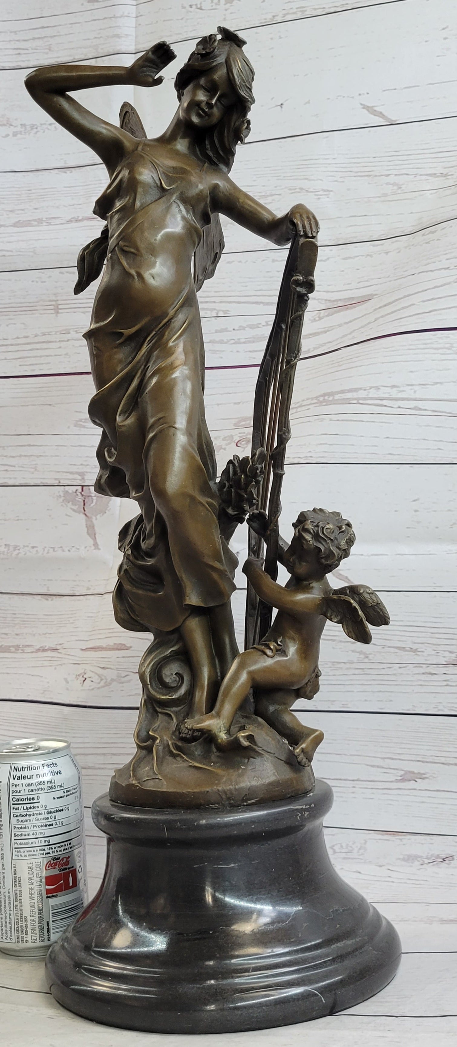 Art Deco Butterfly Angel Nymph Fairy Fantasy Bronze Marble Base