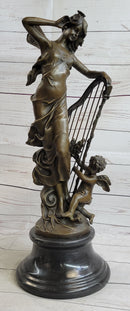 Art Deco Butterfly Angel Nymph Fairy Fantasy Bronze Marble Base
