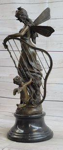 Art Deco Butterfly Angel Nymph Fairy Fantasy Bronze Marble Base