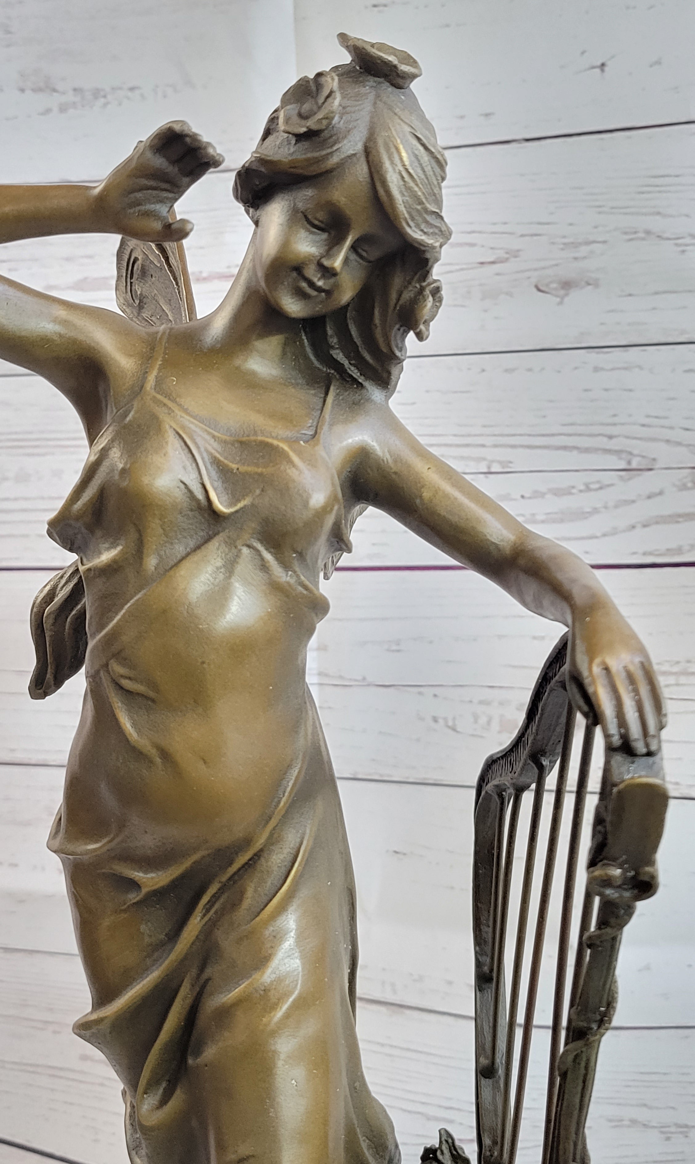 Art Deco Butterfly Angel Nymph Fairy Fantasy Bronze Marble Base