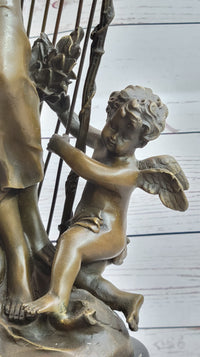 Art Deco Butterfly Angel Nymph Fairy Fantasy Bronze Marble Base