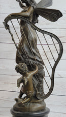 Art Deco Butterfly Angel Nymph Fairy Fantasy Bronze Marble Base