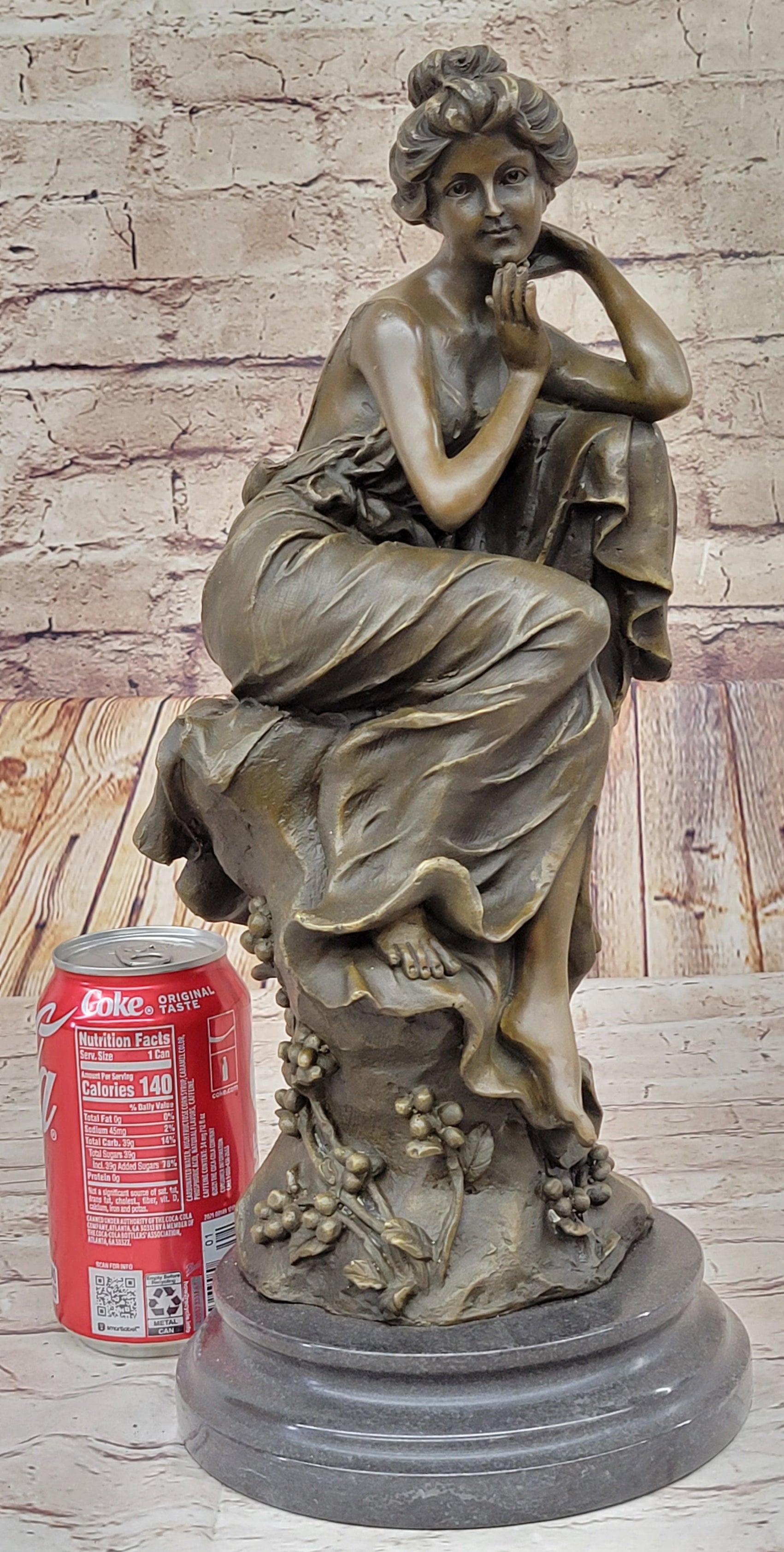 Vintage Resting Woman Bronze Sculpture 15" x 6.5"