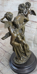 Elegant Female Nude Cherub Child Mother & Angel Bronze Marble