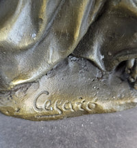 Elegant Female Nude Cherub Child Mother & Angel Bronze Marble