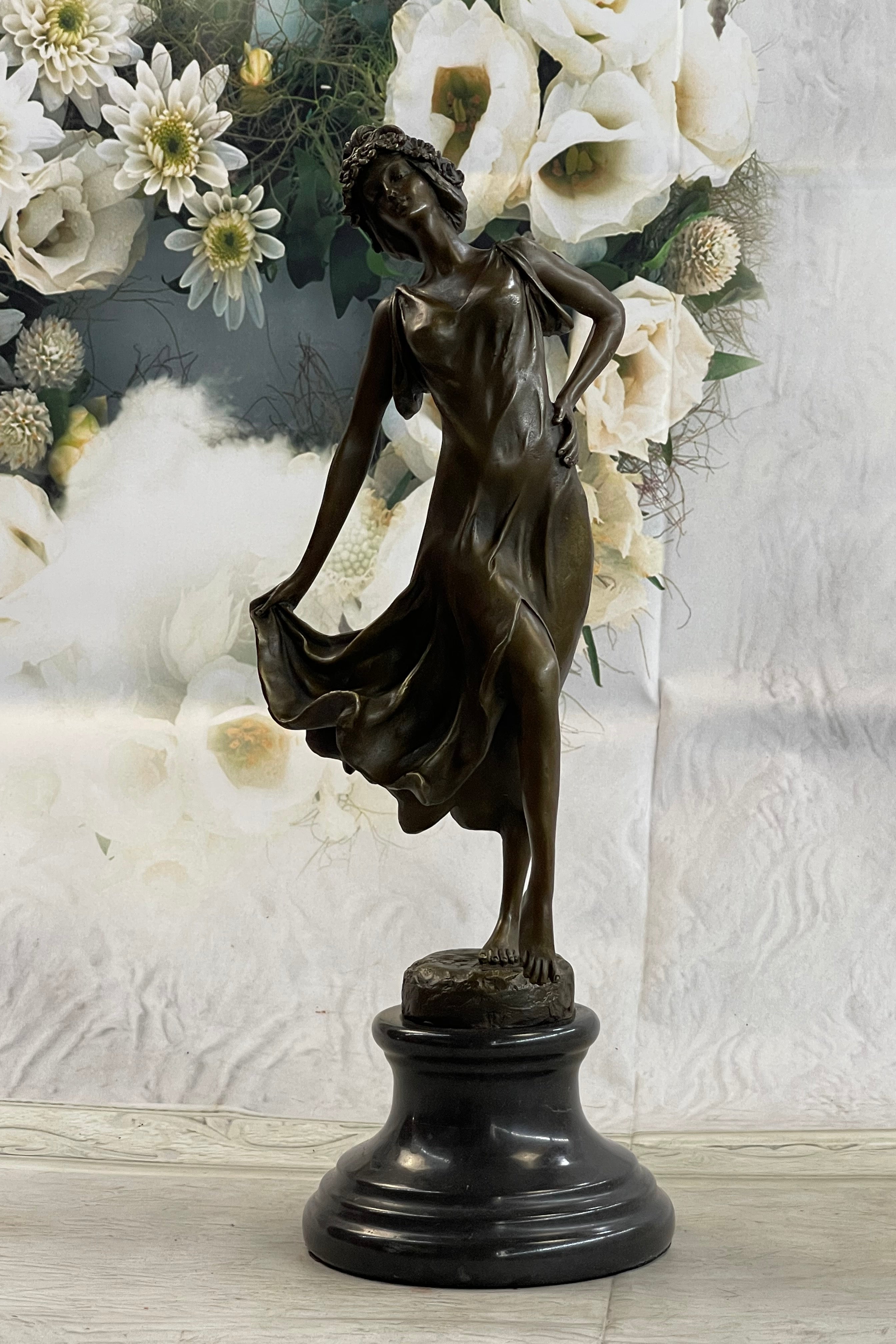 Coinet Art Deco/Nouveau Gypsy Dancer Hot Cast Marble Base