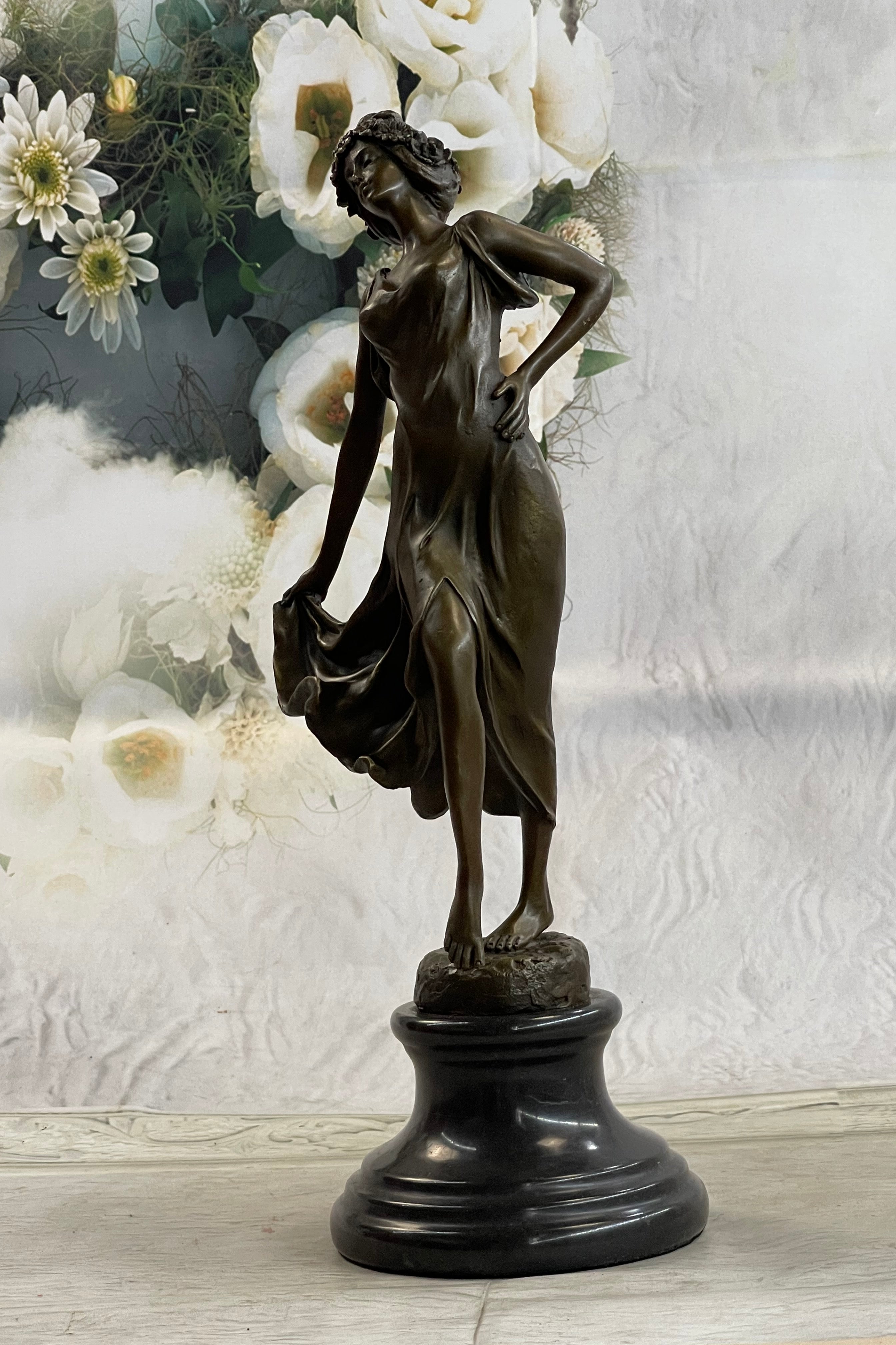 Coinet Art Deco/Nouveau Gypsy Dancer Hot Cast Marble Base
