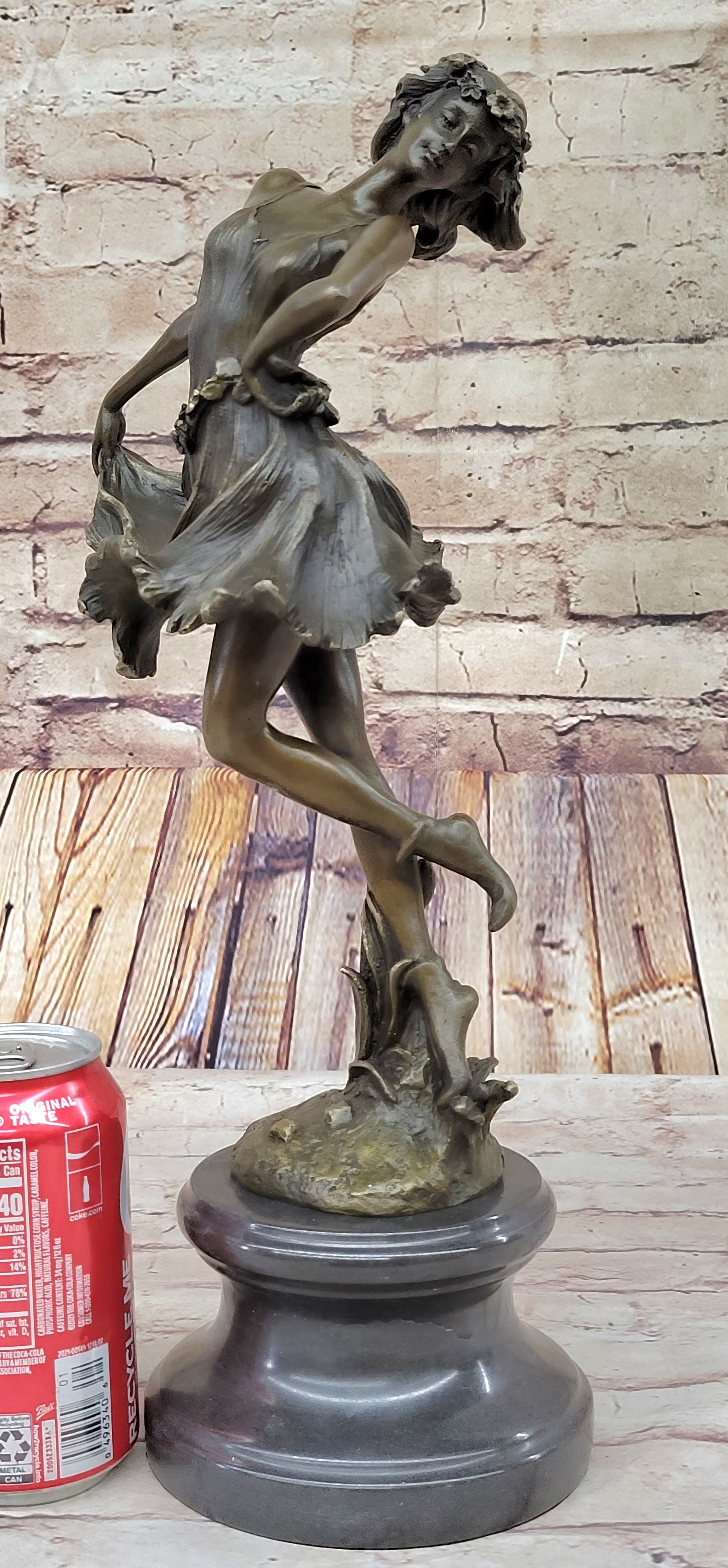 Spanish Gypsy Dancer Bronze Sculpture Art Deco Nouveau Marble