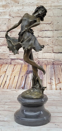 Spanish Gypsy Dancer Bronze Sculpture Art Deco Nouveau Marble