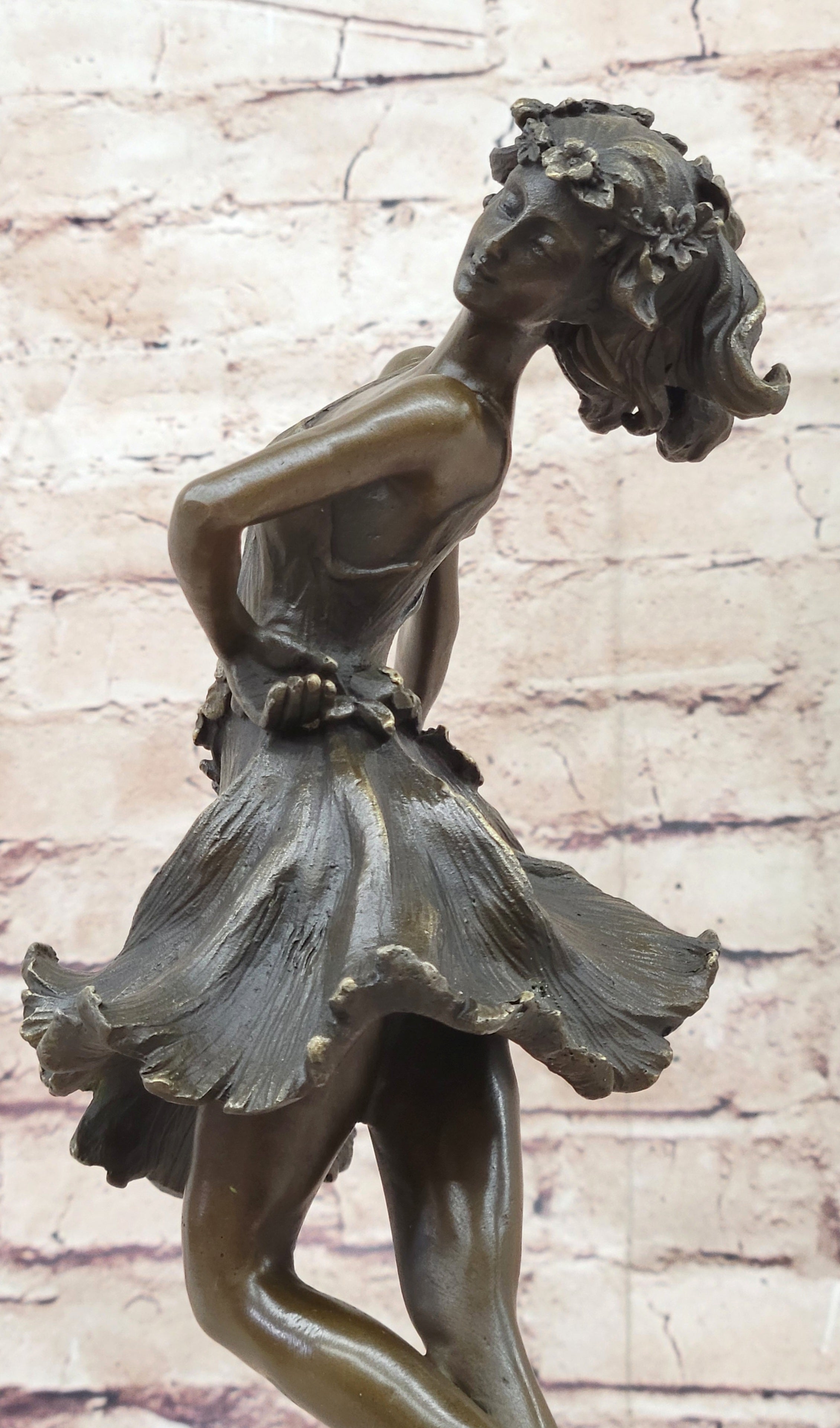 Spanish Gypsy Dancer Bronze Sculpture Art Deco Nouveau Marble
