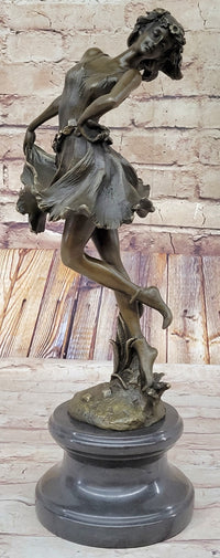 Spanish Gypsy Dancer Bronze Sculpture Art Deco Nouveau Marble
