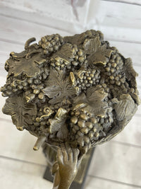 Farmer Girl Carrying Basket of Fruits Bronze 15.5" x 6"