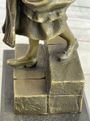 Farmer Girl Carrying Basket of Fruits Bronze 15.5" x 6"