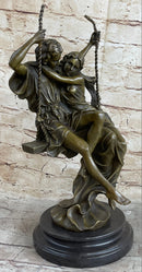 Couple in Love on Swing Bronze Figurine LRG