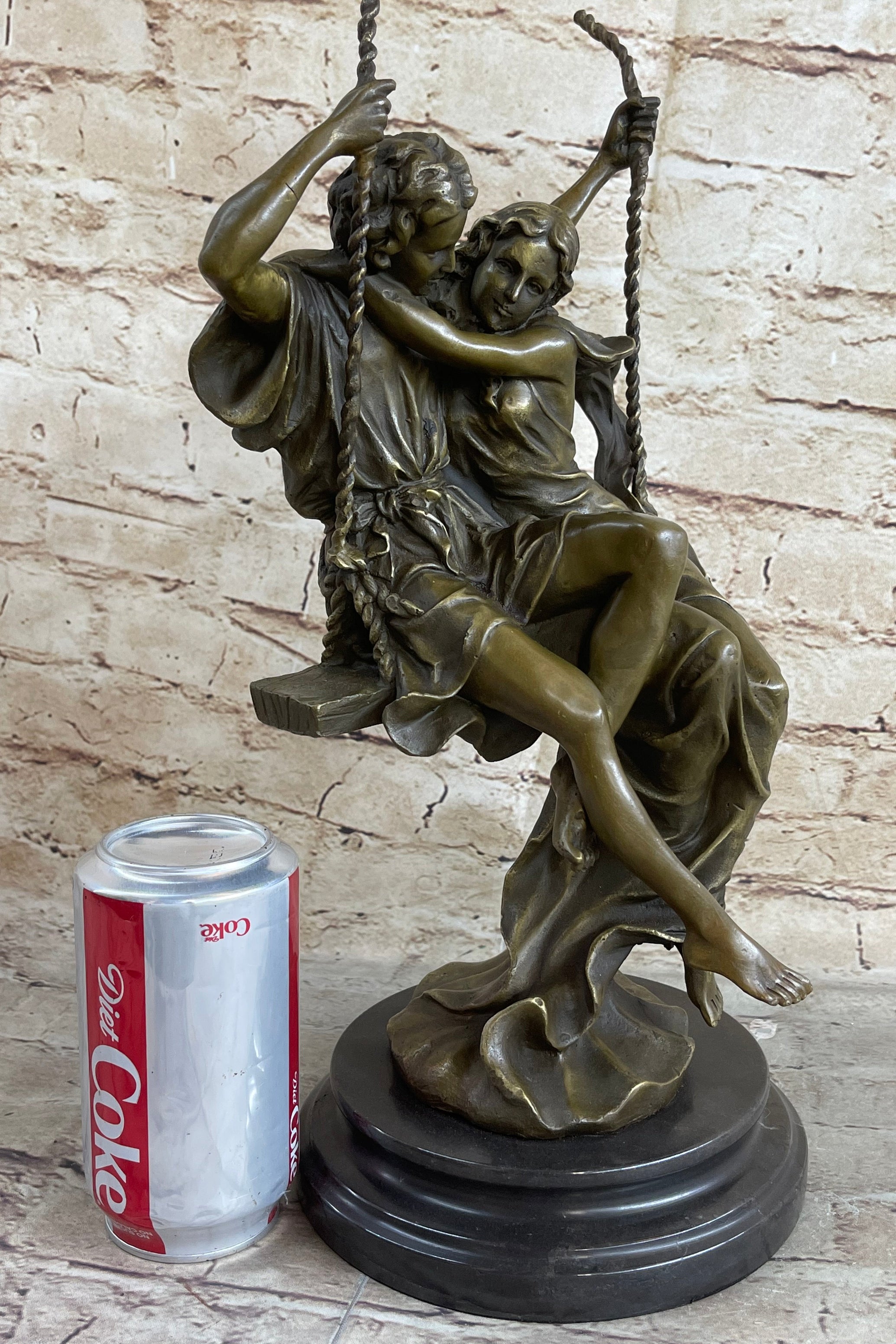 Couple in Love on Swing Bronze Figurine LRG