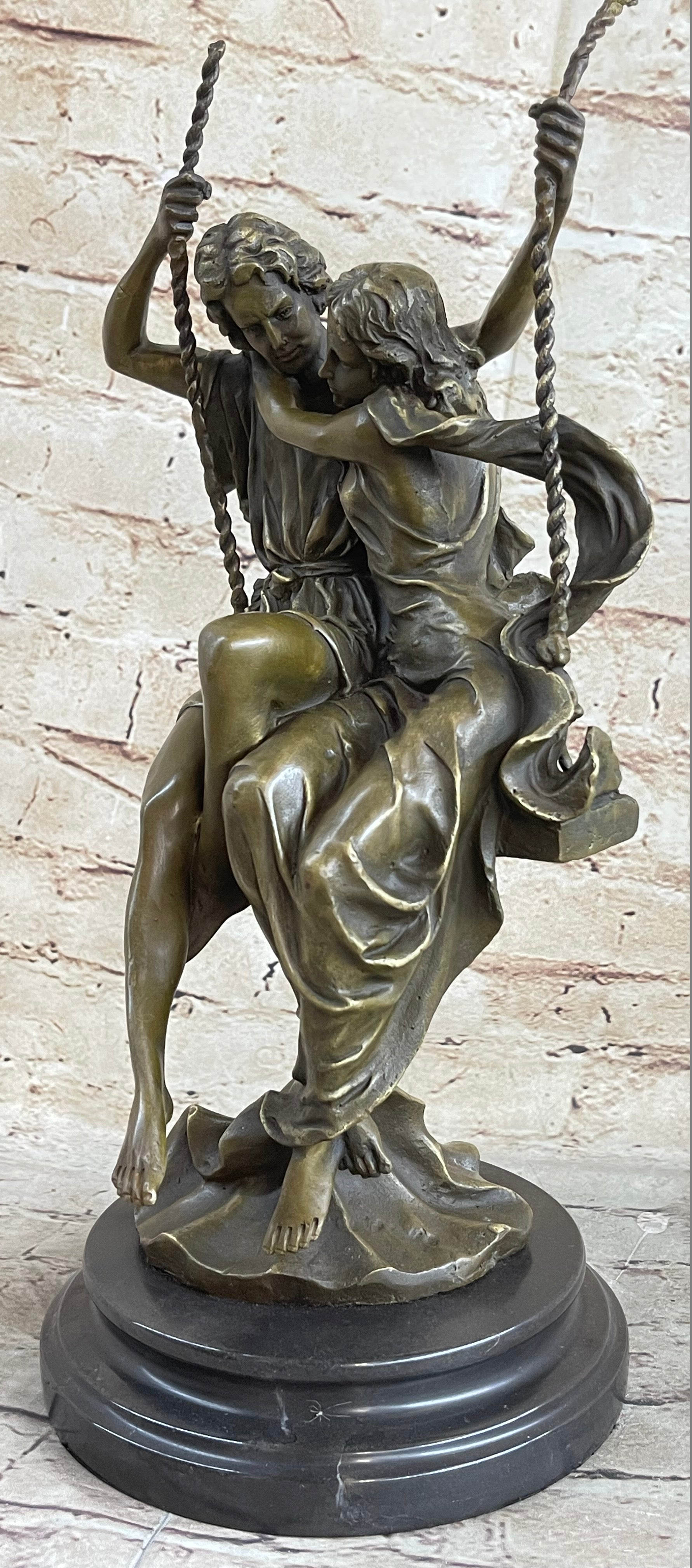 Couple in Love on Swing Bronze Figurine LRG